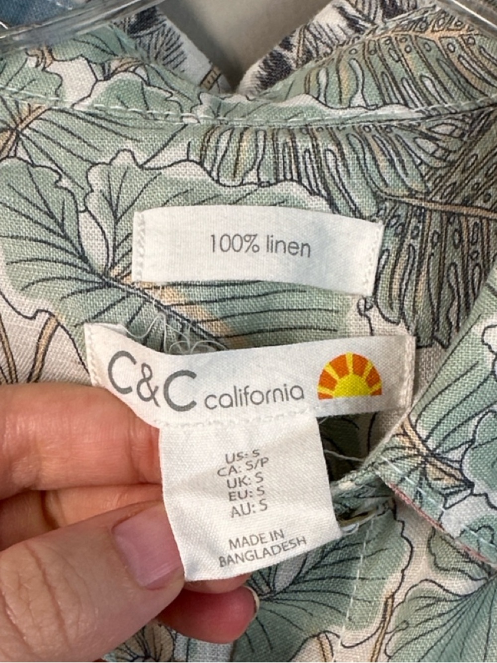C&C California 100% Linen Beach Toucan Surf Shirt Dress Size S - Picture 10 of 13